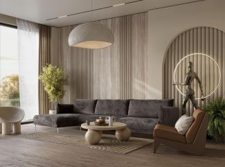 Ecksofa Designersofa MADISON Stoff Tender Way Anthrazit Ottomane Links