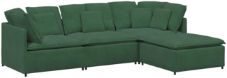 vidaXL Modulares Sofa mit Fußhocker Kissen Cordstoff Dschungelgrün 3321322