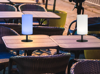 2er SET kleine Outdoor Akku Tischlampen 28cm ohne Kabel mit RGB Farbwechsel