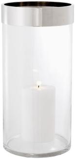 Casa Padrino Luxus Kerzenleuchter Silber Ø 20,5 x H. 41,5 cm - Runder Glas Kerzenleuchter mit Aluminium Ring - Luxus Qualität