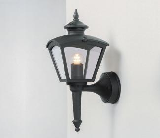 LED Außenwandleuchte Landhausstil, Aluminium Schwarz, Höhe 43cm