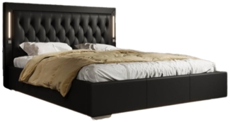 Luxusbetten24 Polsterbett Designer Polsterbett Rio, inkl. RGB-Beleuchtung, USB-Anschluss und Stauraum