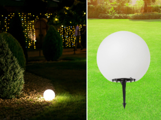 Garten Kugelleuchte mit Erdspieß, 3m Kabel IP65 & smarter LED, Ø45cm