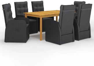 vidaXL 7-tlg. Garten-Essgruppe Schwarz 3067813