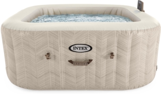 Intex aufblasbarer Whirlpool "PureSpa Chevron Deluxe Square", creme, Ø 211x71 cm