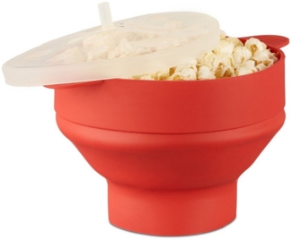 relaxdays Schüssel Popcorn Maker Silikon für die Mikrowelle, Silikon, rot