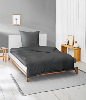 JACK Bettwäsche Einfarbig Uni große Farbauswahl versch. Größen, Mako-Satin, Anthrazit, Silber, Taupe, Weiß, luxuriöses Mako Satin Design