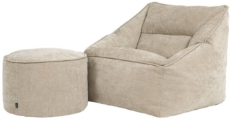 icon Sitzsack Riesen Sessel XXL aus Chenille „Natalia" mit Sitzpouf (Spar-Set, 1 x Sitzsack-Sessel, 1 x Fußhocker), Sitzsack XXL, Made in Germany, für Erwachsene & Kinder, für Wohnzimmer