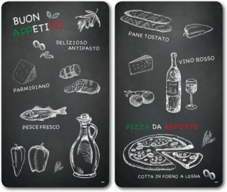 Multi - Glasschneideplatte 2er Set Ristorante / Herdabdeckplatten / Spritzschutz