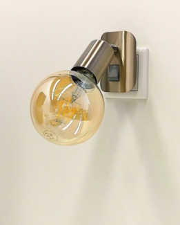 TRANGO LED Steckdosenleuchte, 11-060A LED-Steckerleuchte in Nickel matt inkl. 1x 4 Watt 2500K Gold warmweiß E27 LED Leuchtmittel *ANNA* Wandleuchte, Leselampe, Nachtlicht, Wandlampe, Küchenlampe, Steckerlampe