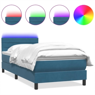 vidaXL Boxspringbett mit Matratze Dunkelblau 80x220 cm Samt 3317005