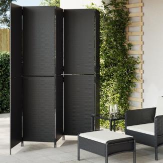 vidaXL Paravent 5-tlg. Schwarz Poly Rattan 365364