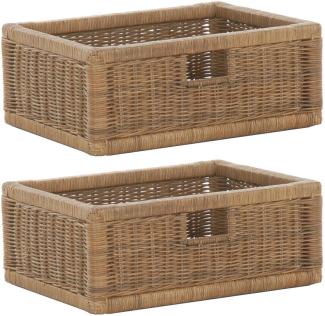 Krines Home Regalkorb 2er Set Regalkorb Aufbewahrungskorb Korb geflochten Rattan Korbset (2-teiliges Set), ca. 43 x 32 x 17,5 cm Aufbewahrung Regal Schrankkorb