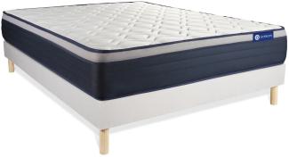 Actiflex max Matratze 200x200 cm + Bettgestell mit Lattenrost, Härtegrad 4, Taschenfederkern und Memory-Schaum, Höhe : 26 cm