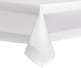 DecoHomeTextil Heimtextilmanufaktur Tischdecke 100% Baumwolle Damast Gastro Edition Weiß Feinste Vollzwirn Qualität