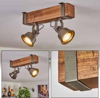 hofstein Deckenleuchte Deckenlampe aus Metall/Holz in Grün-Grau/Dunkelbraun, ohne Leuchtmittel, Leuchte im modernen Industrial Design, verstellbare Schirme, 2x GU10