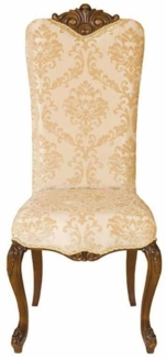 Casa Padrino Luxus Barock Esszimmer Stuhl Beige / Dunkelbraun H. 120 cm - Barock Möbel