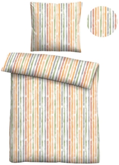 Traumhaft schlafen - Castell - Markenbettwäsche Baumwoll Seersucker Bettwäsche 0020372 LÄNGSSTREIFEN, honig, 1x 155x220 cm + 1x 80x80 cm