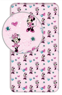 Disney Minnie Mouse Spannbetttuch – Baumwollbettlaken für Kinderbett (90x200+25 cm)