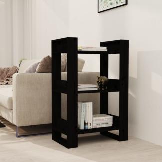 vidaXL Bücherregal/Raumteiler Schwarz 60x35x91 cm Massivholz Kiefer 813883