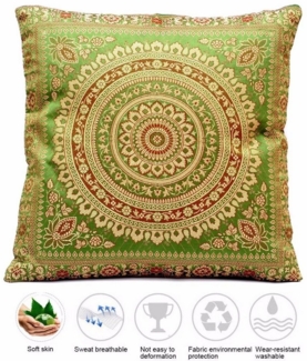 Ruwado Dekokissen - Handgefertigt Kissenbezug aus Indische Banarasi Seide - 40x40 cm, "Handgewebt und Handgenäht aus Indien"