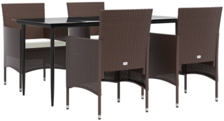 vidaXL 5-tlg. Garten-Essgruppe mit Kissen Braun und Schwarz 3156628
