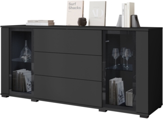 Kommode Clarkoy SB 150 2D3S (Farbe: Schwarz, ohne Beleuchtung)