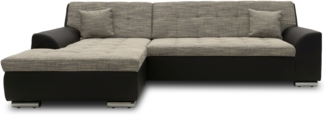 DOMO Collection Treviso, Ecksofa, Webstoff/Kunstleder weißgrau/schwarz, 178 x 240 cm