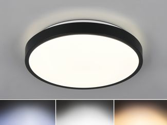 Kleine LED Deckenleuchte SLOPE ultraflach, Schwarz, Ø 28,5cm