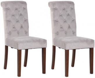 2er Set Esszimmerstühle Lisburn Samt, grau