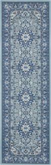 Orientalischer Kurzflor Teppich Skazar Isfahan Hielblau - 80x250x0,9cm