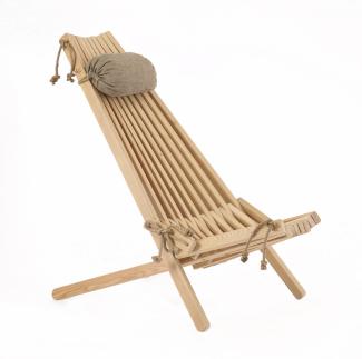 EcoFurn EcoChair Skandinavischer Gartenstuhl Holz Lärche Natur mit Nackenkissen