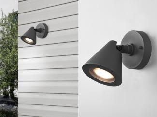 TRIO Leuchten LED Außen-Wandleuchte, LED wechselbar, Warmweiß, Wandstrahler Anthrazit, 14cm, Carport, Hauswand & Fassadenbeleuchtung