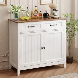 Bealife Sideboard Küchenschrank mit Arbeitsplatten,mit 2 Schubladen 2 Türen,Weiß