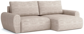 Deine Möbel 24 Wohnlandschaft HEIDI 253 cm breit Ecksofa Sofa Wohnzimmer L-Couch Cord Samt, Grau Beige Dunkelgrau Anthrazit Graphit Schwarz Hellgrau 3 Teile, mit Bettkasten Stauraum Bettfunktion Schlaffunktion