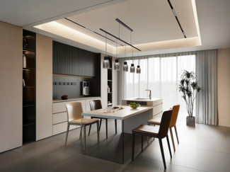 Vente-unique - Deckenleuchte - Metall & Glas - 5 Lampenschirme - 100 x 110 cm - Schwarz & Rauchgrau - SUNAWA