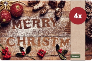 matches21 HOME & HOBBY Platzset Abwaschbare Tischsets 4er Set Weihnachten Merry Christmas, (4-St), Platzsets als Tisch-Untersetzer und Tisch-Deko für Esstisch Teller
