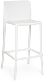 Barhocker Chloris 4er-Set aus Kunststoff, modernes Design, Weiß, UV-beständig, mit Fußstütze