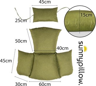 sunnypillow Hängesessel Auflage für Rattan & Polyrattan Hängeschaukel, Grün