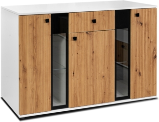 AX LIVING Formilo Sideboard Kommode weiß Artisan Eiche Rillen 140,4 cm