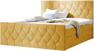 Boxspringbett Simori Lux, Gelb, 200 x 200 cm