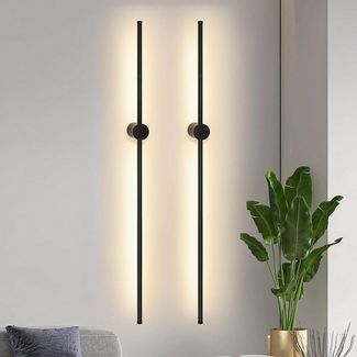 ZMH LED Wandleuchte Innen Schwarz Modern 60//100CM Wanlampe Schwenkbar Treppenhaus, Augenschutz, Einfache Installtion, LED fest integriert, Warmweiß, modern Wandlampe