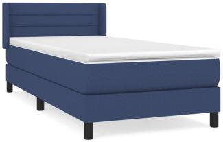 vidaXL Boxspringbett mit Matratze Blau 100x200 cm Stoff 3129775