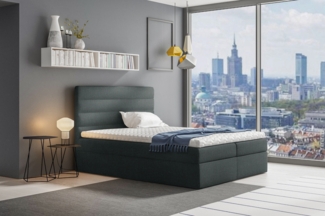 99rooms Adelasia Boxspringbett Strukturstoff INARI Dunkelgrau 160x200 cm