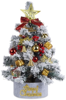 ElitVita Künstlicher Weihnachtsbaum 60 cm Weihnachtsbaum mit Beleuchtung, Baumspitze Stern, Tannenbaum mit Schnee, für Büro Tischdeko Weihnachtsdeko