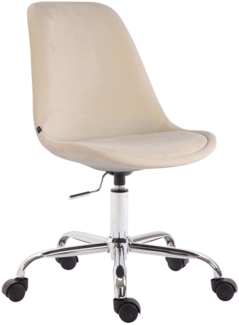 CLP Bürostuhl Toulouse Samt Höhenverstellbarer, drehbare und mit Leichtlaufrollen,creme