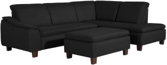 Ecksofa mit Ottomane links Katti Bezug Flachgewebe Buche nussbaum dunkel / schwarz 22909