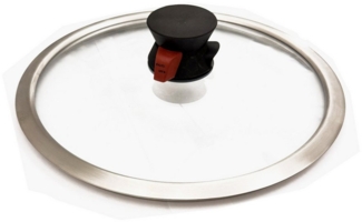 HAC24 Topfdeckel Universal Glasdeckel Kochtopfdeckel Pfannendeckel, (1-tlg), Ø 26 cm Edelstahlrand mit automatischen Dampfventil