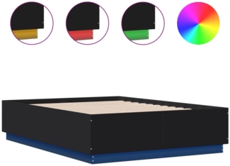 vidaXL Bettgestell mit LED Schwarz 135x190 cm Holzwerkstoff 3209647