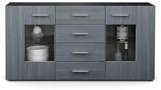 Sideboard Kommode Grömitz V1, Korpus in Schwarz matt / Front in Avola-Anthrazit (139 x 72 x 35)